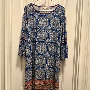 Max Studio Shift Dress Navy Blue, White and Red *Perfect for the 4th*